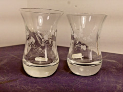 Duiske Etched Harps & Shamrocks Clear Tumblers/Shot Glasses Set 2