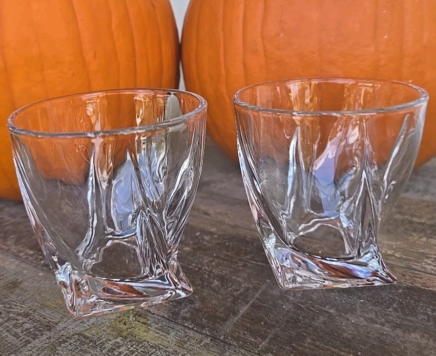 Set 2 Mikasa MOTION Double Old Fashioned Crystal Glasses 3¾» GERMANY 10oz MINT