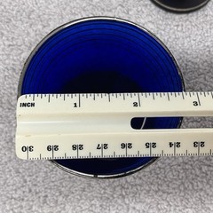 Vintage Set of 2 Cobalt Blue Cocktail Glasses with Silver Platinum Banding MCM
