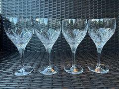 Rare Set of 4 Atlantis Chartres Crystal Water / Wine Goblets Made in Portugal