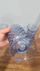 3 Vintage Indiana Glass Whitehall Colony Light Blue Cube 6″ Footed Iced Tea