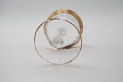 Vintage Lead Crystal Cordial Glass 4” Gold Etched Floral Band Elegant Barware