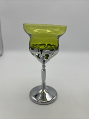 Stemmed Farber Bros Krome Kraft Cambridge Glasses Amethyst Green Amber Set of 4