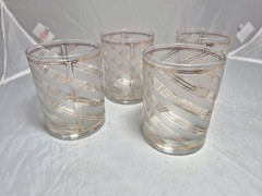 💥 Culver LOWBALL Glasses Set of 4 22k GOLD Diamond Swirl VINTAGE