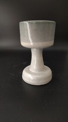 Handmade Goblet Ceramic Pottery 3oz. Glazed Stoneware Blue/White 5.5”