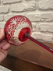 Godinger red crystal cut Champagne Coupe glasses Ruby Red