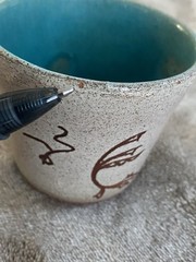 Vintage Mid-century Modern Esther Sills Studio Pottery Tumblers / Cups -Set Of 3