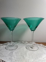 Vintage Crystal Martini Glasses Vera Wang for Wedgwood Emerald Set Of 2 Germany