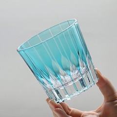 Glass Tumbler Hand Cut Stars Design For Wedding/Party/Home Decor Sky Blue 320ml