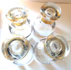 Vintage Federal Glass Cera Beer Goblets Black & Gold Coins Set of 4