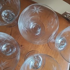 Mid Century Vintage Star Atomic Starburst Water Wine Goblet LOT 6 Knob Stem