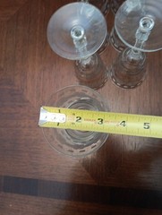 Set of 7 Libbey Rock Sharpe #3005-10 Flower & Lines Cut Water Goblets 7 oz.