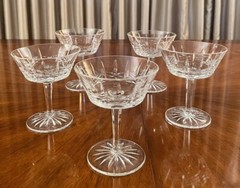 Vintage Cavan Cut Base Crystal 5 1/8” Champagne Glasses Set Of 6 ( Revised +1)