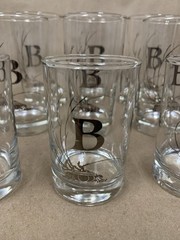 MCM Barware Set Of 12 Monogrammed Letter B – 12 Glasses – Platinum 10oz 8oz 4oz