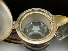 Vintage Cut Glass Crystal Carafe With Ice Chamber & Grapevine Pattern