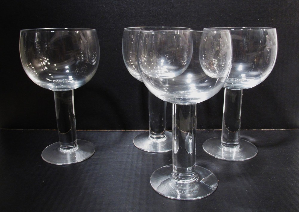 Midcentury Orrefors Crystal Sweden Column 4 Lg 7.25” Water Goblets Gunnar Cyren