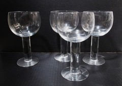 Midcentury Orrefors Crystal Sweden Column 4 Lg 7.25” Water Goblets Gunnar Cyren