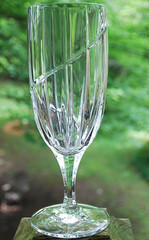 Vtg Cut Crystal ‘UPTOWN’ Swirl Cut ICED TEA GOBLET GLASS 14 oz Pristine 8 3/8″
