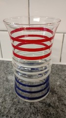 Betsy Ross Anchor Hocking Drinking Glasses Red White Blue Stripe Set of 6