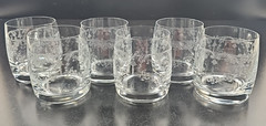 6 Import Assoc Cascade Double Old Fashioned Set Vintage Floral Whiskey Retro Lot