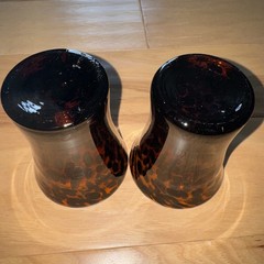 Set of 2 Hand Blown Leopard or Tortoise Shell Pattern Glasses, 4.5”