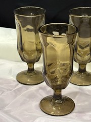 Five (5) D2Z1 by Duz Crystal 6 1/2” Smoke Brown Water Goblets