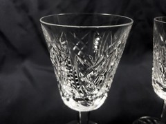 SET OF 2 WATERFORD CRYSTAL CLARE WHITE WINE GLASSES / GOBLETS