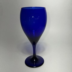 Libbey Premier Cobalt Blue 7 1/8″ Water Goblet Glass 16.25oz Teardrop Shape New