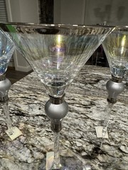 SLANT Aristocrat Silver & Pewter Martini Glass Set of 3, Glass/Pewter S101936K