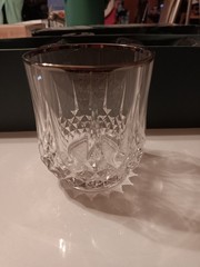 Longchamp Platinum Cristal d’Arques Old Fashioned Goblet Tumblers Set Of 4