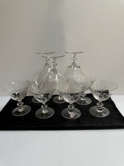 VTG 40s “TOSCANY” CZECHOSLOVAKIA HAND EDGED STEMWARE SET OF 10