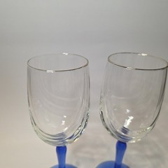 6 Lenox Crystal Wine Glasses Cobalt Blue Stemmed Dual Swag Draped Gold Rim 1980s