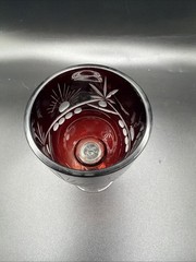 Bohemian Ruby Red Wine Goblet 5”