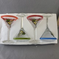 4 SILVESTRI Cocktail Martini Glasses Colorful Olive Read Description