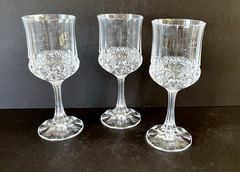 Cristal De Flandre Fascination 7.25″ Crystal 3 Wine Glasses 8.5 oz Fan Cut