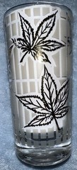Vintage Fred Press 24KT Maple Leaf Frosted Striped Gold Drinking Glass