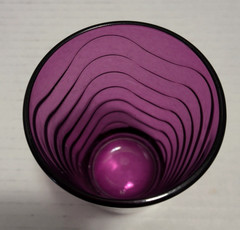Vtg 1960s Hazel Atlas Set of 2 Juice Glasses 4″ Eldorado Dots and Amethyst Wave