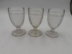 Set Of 3 vintage Indiana Whitehall Colony Cubist clear footed iced tea tumblers