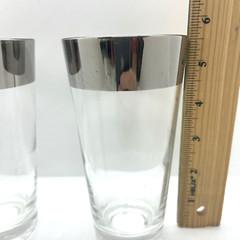Vtg MCM DOROTHY THORPE 12 Oz. 5-7/8″ Silver Band Rim Highball Glasses – Set of 2
