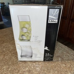12 Pc Set LIBBEY Curved Glasses Bravura Swerve NEW OPEN BOX (6) 4″ & (6) 6 3/8″