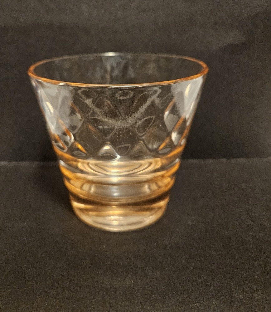 Pink Depression Glass Tumbler Diamond Optic & Ribbed Design 3.25″H 3.50″D