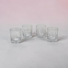 Lead Crystal Cut Double Old Fashioned Whiskey Glasses Set of 4 Fan