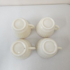 4 Sets Petalware Pastel Bands Cremax Glass Cups & Saucers Macbeth Evans 1930s