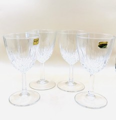 Set of 4 Vintage Luminarc USA Diamant Wine Glasses NOS Original Mailer Boxes NEW