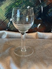 Javit Vintage Cordial Hand Etched Crystal Clipper Ship Glasses Set Of 6