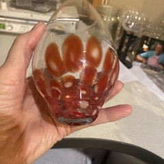 Confetti Stemmed Wine Glass, Set Of 2 Speckled Glass MCM Styled Drinking Glasses