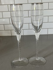Lenox Encore Platinum Choose Pair Champagne Flutes or Wine Glass 7 7/8″ Set Of 2