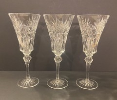 (3) JG Durand Cristal D’Arques Vincennes Crystal Water Goblet 9 1/2” France EUC
