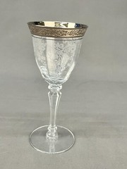 6 Tiffin-Franciscan MELROSE CLEAR Platinum Encrusted 6 5/8” Wine Glasses: MINT
