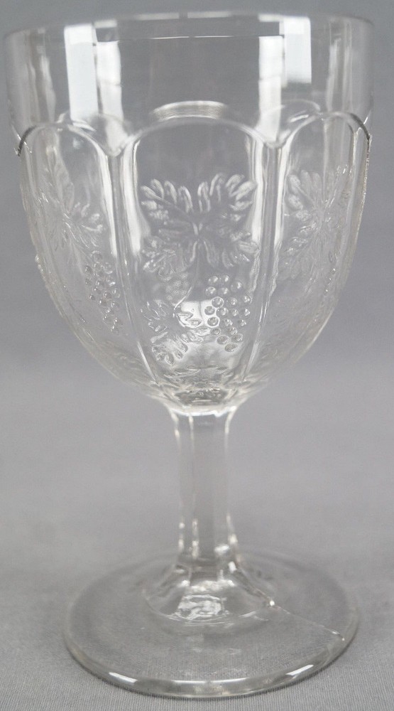 EAPG Boston & Sandwich Arched Grapes Victorian Pressed Water Goblet Circa 1870s